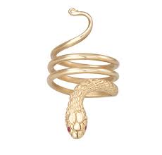 The double gold snake ring fits up to size 7 for one finger, and up to size 8 for the other. 14k Cleopatra Snake Ring With Ruby Eyes Katrina Lapenne