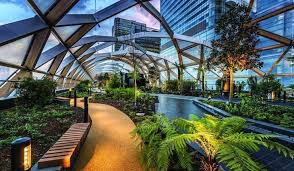 The Covered Rooftop Garden With Its Own Street Food Hall Roof Garden Rooftop Garden Canary Wharf
