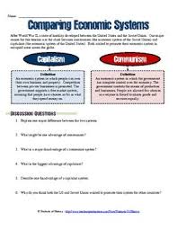 Comparing Economic Systems Worksheet Capitalism Vs