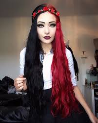 Black And Teal Hair Split Filiadenox Hair Styles Split Dyed Hair Curly Hair Styles