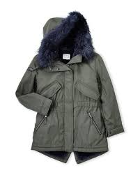 Girls 7 16 Military Navy Faux Fur Hooded Coat C21