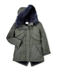 girls 7 16 military navy faux fur hooded coat c21