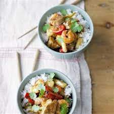 Sweet And Sour Pork And Prawns With Jasmine Rice Recipe Delicious Magazine Recipe Jasmine Rice Recipes Recipes Sweet And Sour Pork