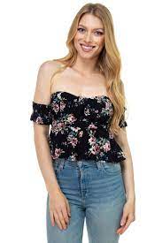 Floral Off Shoulder Crop Top S Walmart Com