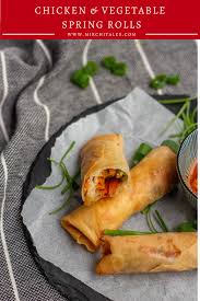 Spring rolls is a very famous dish. Chicken And Vegetable Spring Rolls