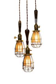 3 Light Caged Vintage Handle Trouble Light Chandelier Etsy Light Metal Lighting Chandelier Lighting