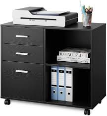Drawers contained metal devices to hold papers in place as well as alphabetical dividers, e.g. Buy Devaise 3 Drawer Wood File Cabinet Mobile Lateral Filing Cabinet Printer Stand With Open Storage Shelves For Home Office Black Online In Uae B07sbtjltj