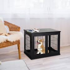 Wooden dog crates, like crate end tables or nightstands, turn the ordinary into an elegant piece of interior decor. Furniture Double Dog Crate Hinged Divider Pet Supplies Pet Crates Kennels Golden City Vn