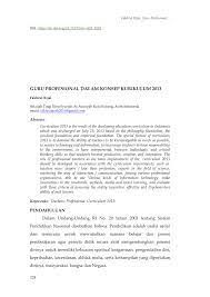 Aliran kerja dasar profesionalisme keguruan noor zaila binti wahab, ph.d. Pdf Guru Profesional Dalam Konsep Kurikulum 2013