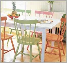I Like This Idea Of Painting Old Chairs Different Colours For The Kitchen Table This Is A Painted Dining Chairs Painted Kitchen Tables Maine Cottage Furniture