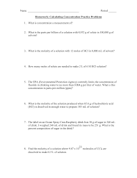Concentration Worksheet