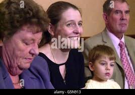 Diane Blood with her son Liam Stephen after he was christened at Christ  Church in Worksop. Liam was conceived using frozen sperm from his dead  father. 25/4/01: Blood hoped to move closer