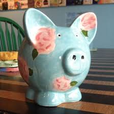 Rose Patterned Piggy Bank Paint Your Own Pottery Paint Your Pot Cary North Carolina Pottery Painting Designs Pottery Painting Paint Your Own Pottery
