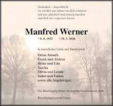 Traueranzeigen von Manfred Werner
