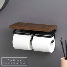 楽天市場 ポイント5倍 3 27 0 00 3 28 23 59 トイレットペーパーホルダー おしゃれ 2連 2個 ダブル アイアン風 木製 棚 棚付き ペーパーホルダー トイレ 2連式 ホルダー 小物置き ヴィンテージ 飾り棚 アパート マンション 戸建て 一軒家 賃貸 スマホ テレワーク