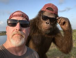Ran into an old friend this morning out in the preserve… Still rocking the  backwards hat and shades like it's 1995. Some friendships never go extinct.  🦍😎 #BigfootVibes #WeekiWacheeCrew #SasquatchStyle