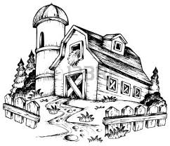 Barn House Clipart Black And White Farm Theme Drawing Illustration Tractor Drawing Drawings Illustration