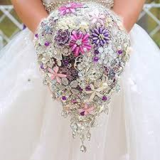 Free shipping for many items! Amazon Com Iffo High End Custom Wedding Bouquets Crystal Diamond Teardrop Bridal Bouquet Wedding Decoration Purple Home Kitchen