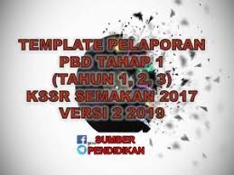 Template Pelaporan Pbd Tahap 1 Kssr Semakan Versi 2 2019 Templates