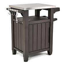 Keter cool bar gray resin outdoor accent table and cooler in one. Keter Unity Xl Portable Outdoor Table And Storage Cabinet With Hooks For Grill Accessories Stainless Steel Top For Patio Kitchen Island Or Bar Cart Espresso Brown Pricepulse