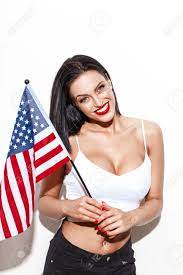 Sexy Frau Mit Großen Titten Und USA-Flagge An Der Wand Aufwirft,  Unabhängigkeitstag Lizenzfreie Fotos, Bilder und Stock Fotografie. Image  57890824.