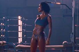 In the clip, she dances around an old gym in nothing but a sports bra and thong—and she looks incredible. Watch Kanye West S Racy Fade Video Starring Teyana Taylor And Iman S Vanity Fair