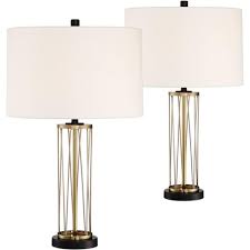 Table lamps can be placed on end tables in your living room or on bedside tables in your bedroom, providing enough light for visibility and giving you a nice option to find a table lamp that matches the style of your room, the this old house reviews team researched the best table lamps on amazon. 360 Lighting Modern Table Lamps Set Of 2 With Hotel Style Usb Charging Port Gold Metal Drum Shade For Living Room Family Bedroom Bedside Target
