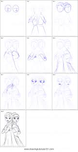 How To Draw Elsa And Anna From Frozen Fever Printable Drawing Sheet By Drawingtutorials101 Com Disney Drawing Tutorial How To Draw Elsa Disney Art Drawings