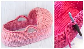 Crochet Cradle Basket Baby Carrier Free Crochet Pattern Video