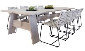 The chairs will stack for convenient storage in limited spaces. Teak And Wicker Dining Set For Eight Outdoor Dining Spaces Teak Dining Table Dining Table Design