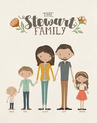 Custom Illustrated Family Portrait Customizable Print Or Printable Illustration Housewarming Gift 8x1 Family Drawing Illustrated Family Portrait Family Cartoon