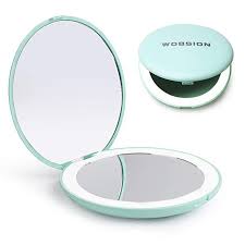 Wobsion Led Lighted Travel Makeup Mirror 1x 10x Magnification Compact Mirror Portable For Handb Travel Makeup Mirror Makeup Mirror With Lights Travel Makeup