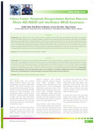 Pdf Faktor Faktor Penyebab Pengembalian Berkas Resume Medis Igd Rscm Oleh Verifikator Bpjs Kesehatan