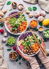 Vegan Poke Bowl With Tofu And Tahini Sauce Healthy Food Photography Poke Bowl Recipe Healthy Plant Based Recipes