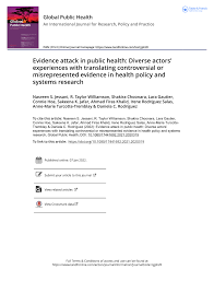 PDF) Evidence attack in public health: Diverse actors experiences with  translating controversial or misrepresented evidence in health policy and  systems research