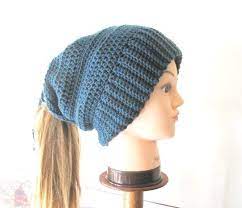 Women S Ponytail Hat Pattern Crochet Slouchy Ponytail Etsy In 2021 Ponytail Hat Pattern Ponytail Hat Crochet Free Pattern Ponytail Hat Crochet