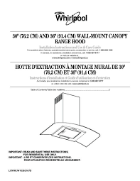 Notice Hotte Whirlpool Gxw6530dxs Et Pieces Detachees Moteur Transformateur Filtre Charbon Filtre Metallique Ampoule