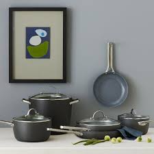 West Elm Greenpan 10 Piece Set Gray Cookware Sets Pots Pans Kitchenpotsandpanscookwaresetrachelray Greenpan Cookware Set Cookware And Bakeware