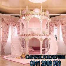 Inspirasi Ruang Kamar Bermain Anak Princes Pink Tempat Tidur Kastil Davinsi Furniture Jepara Castle Bed Bed For Girls Room Bed With Slide