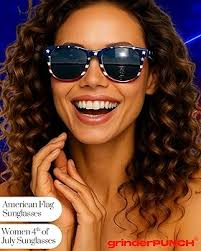 grinderPUNCH 2ペア コンボ 愛国的なアメリカ国旗サングラス バルク USA, レッド、ホワイト、ブルー。, 2XL