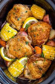To make the best chicken thighs in a slow cooker, all you need to do is place chicken thighs directly into the cooker, season with salt, and cover with a lid. Slow Cooker Chicken Thighs With Vegetables Jessica Gavin