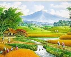 Fantastis 30 Lukisan Pemandangan Sawah Dan Gunung Lukisan Pemandangan Sawah Dan Gunung Yang Begitu Indah Gambar Dan Luki Pemandangan Lukisan Alam Yang Indah