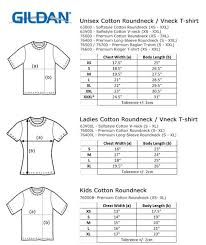 Size Chart Gildan Premium Cotton Copattern