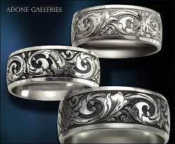 Adone Galleries Platinum Wedding Band Hand Engraved Victorian Mens Engraved Wedding Bands Wedding Band Engraving Engraved Rings