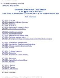 These laws will be sent to local authorities for adoption and enforcement. L I Act 45 Uniform Construction Code Pennsylvania