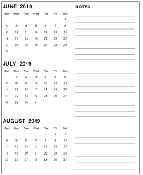 3 Month June July August 2019 Calendar Printable June July August 2019calendars Calendars2019 Printabl August Calendar 3 Month Calendar November Calendar