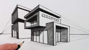 Wie Zeichnet Man Ein Haus In Einer Zwei-punkte-perspektive Modernes Haus - Wie Zeich Perspective Drawing Architecture House Design Drawing Architecture Sketch