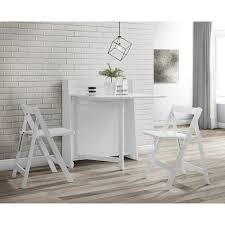 Baxley Compact Folding Dining Set With 2 Chairs Space Saver Dining Table Dining Table Chairs White Wood Table