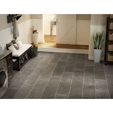 Style Selections Glentanner Slate 12 83 In W X 4 27 Ft L Embossed Tile Look Laminate Flooring Lowes Com Laminate Flooring In Kitchen Laminate Flooring House Flooring