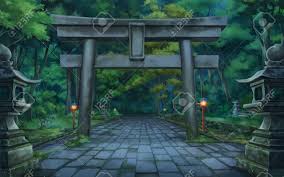 Enjoy the beautiful art of anime on your screen. Torii Forest Night Anime Background Illustration Stock Photo Picture And Royalty Free Image Image 149896798